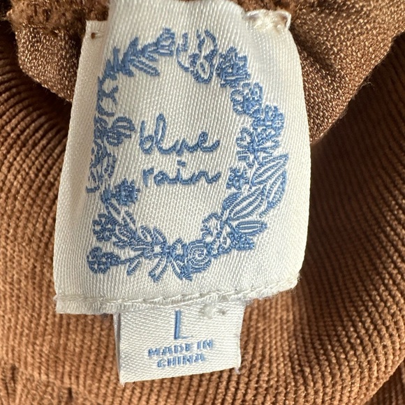 Blue Rain Women's Cassie Bow Back Corduroy Puff Sleeve Mini Brown Dress, Size L - Picture 11 of 12